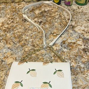 Betsey Johnson White Bag with Lemon and Gold Accents